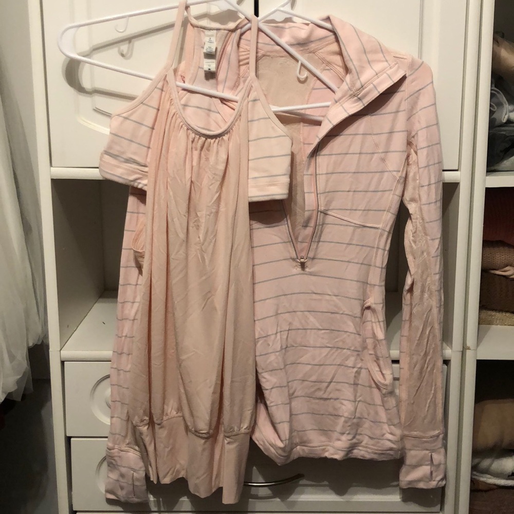 Lululemon matching jacket and tank with built in sports bra, size 4